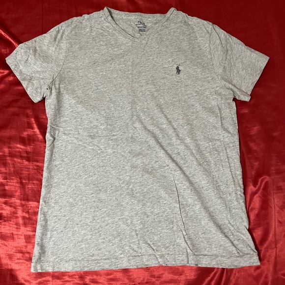 Polo Ralph Lauren V-Neck T-Shirt Grey Mens Medium - Picture 1 of 3